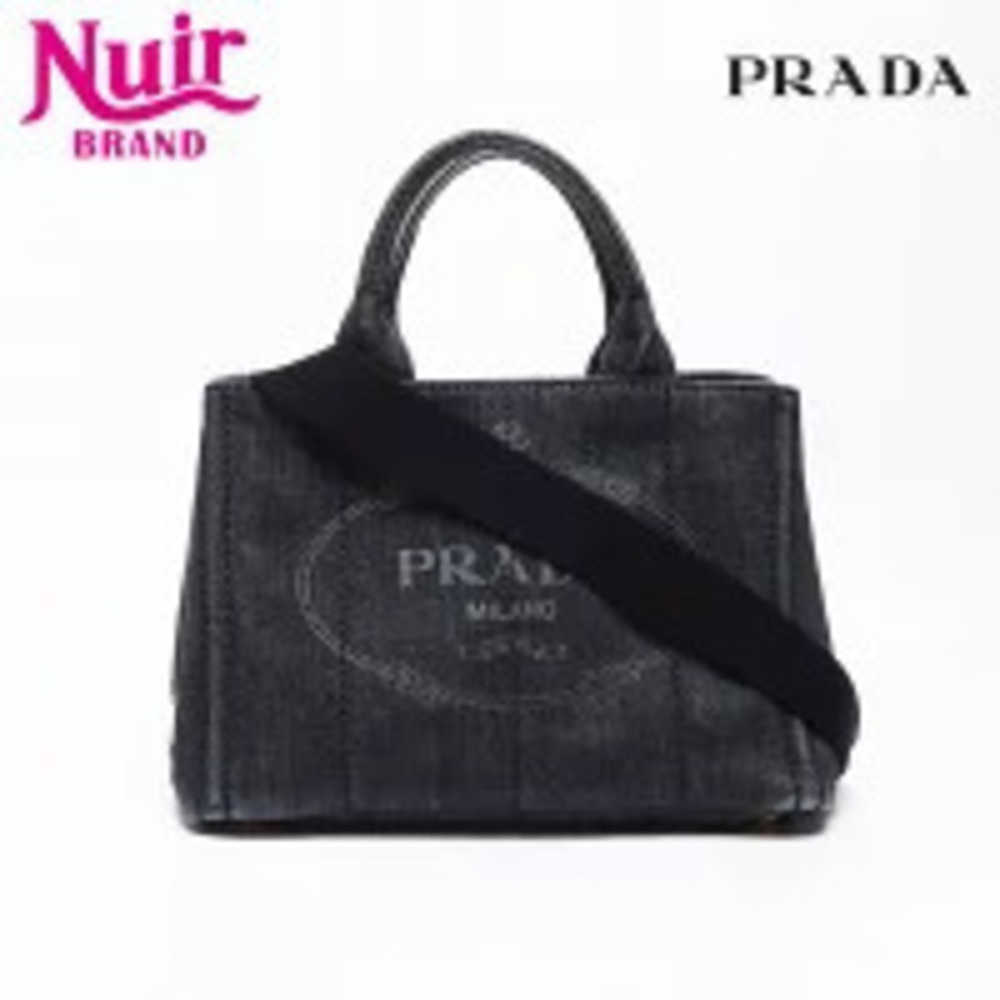 Prada Canapa Denim Tote Bag Gray